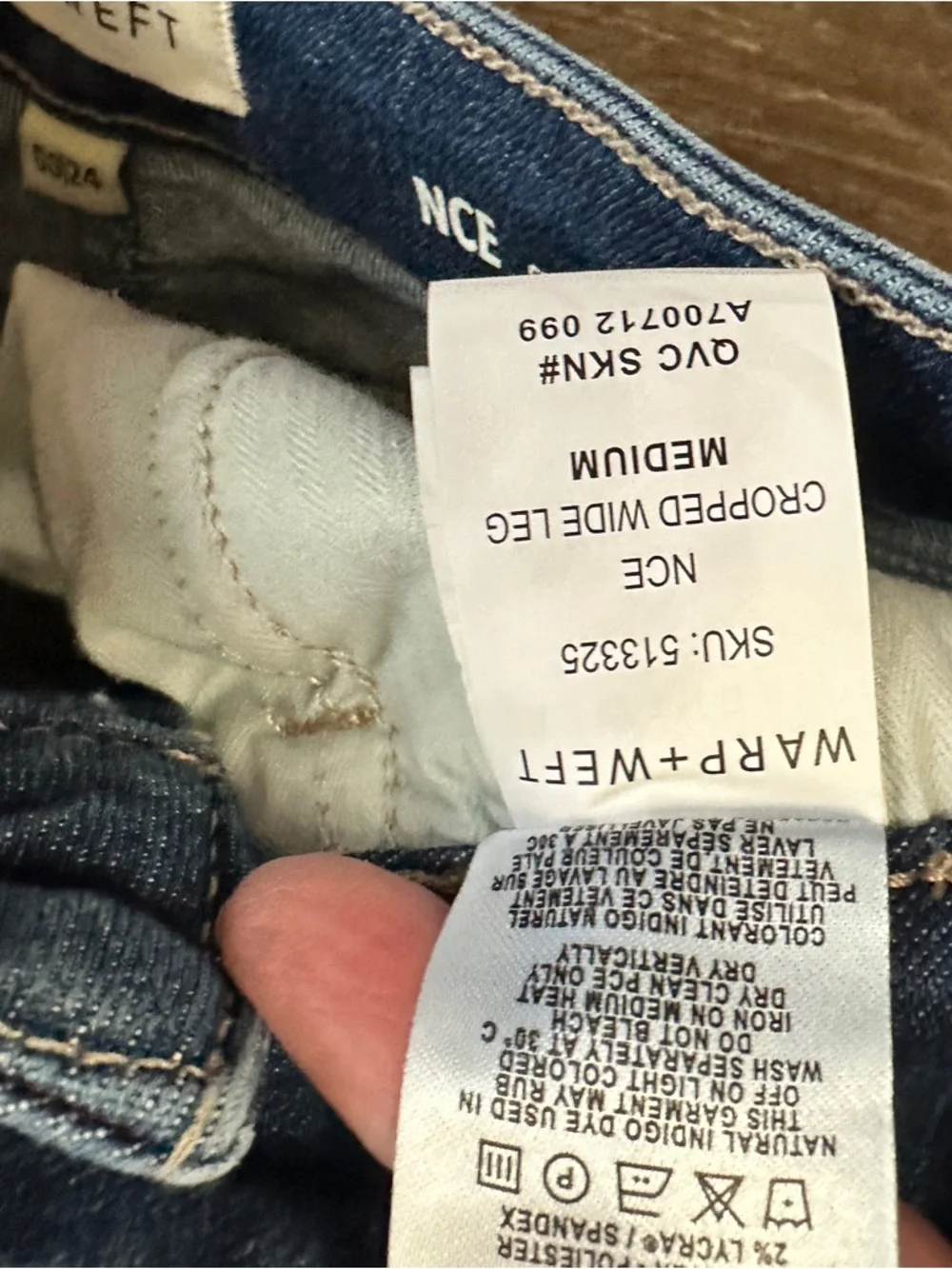 WARP + WEFT Blue Jeans Size 00/24 NCE CROPPED WIDE LEG MEDIUM Wash - Picture 14 of 16